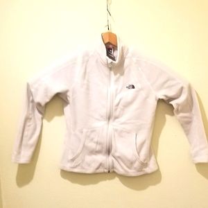 Woman's White North Face quarter zip fleece in Good Condition. Size Large.